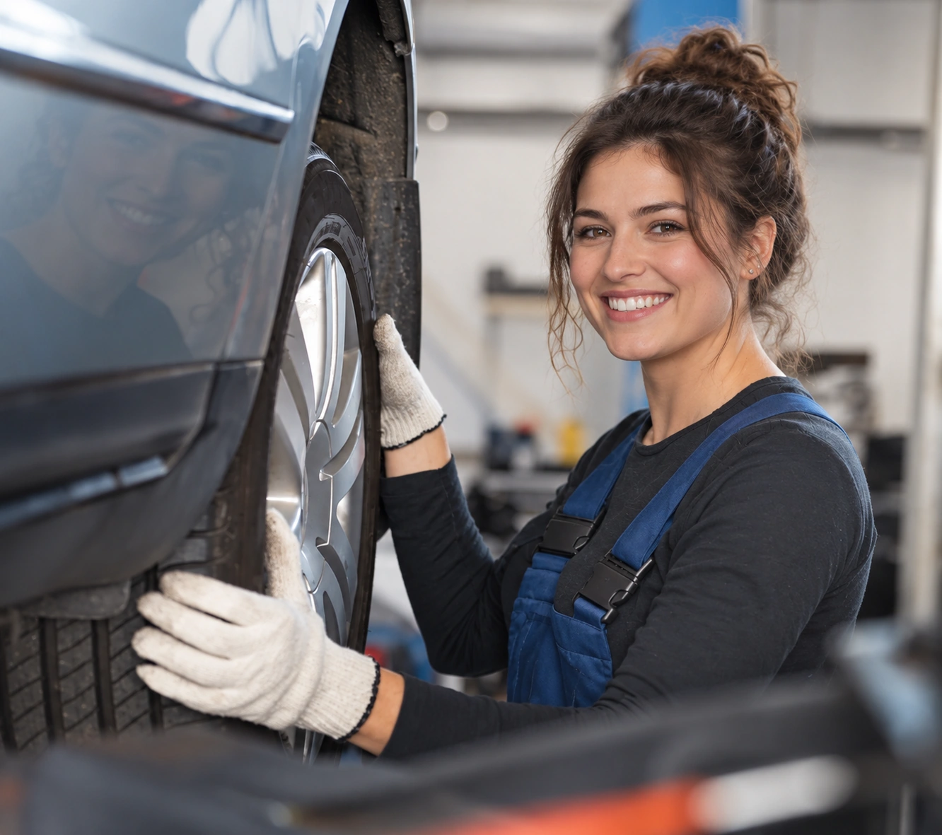 Automotive technician working on a vehicle
